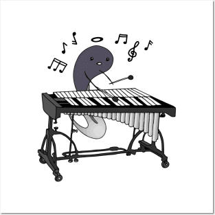 Cute Tadpole Playing Vibraphone In Love with Music (Vibraphonist Melody) Mallet Percussion Instrument Posters and Art